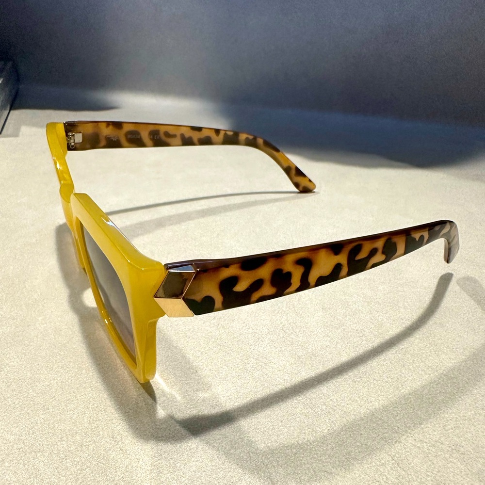 Sunglasses Images Premium Eyewear, Yellow Rimmed, Cheetah detail. - Picture 3 of 5
